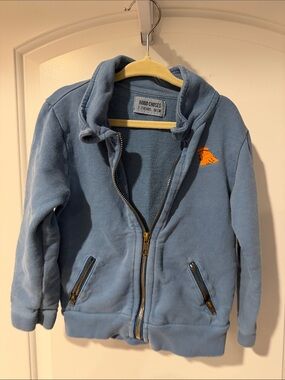 Bobo Choses Blue Zip Hoodie with Orange Patch